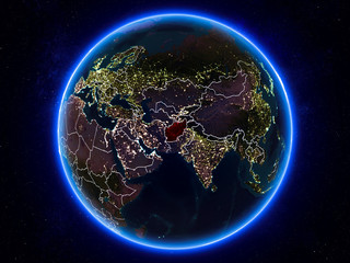 Afghanistan on Earth from space at night