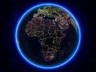 Central Africa on Earth from space at night