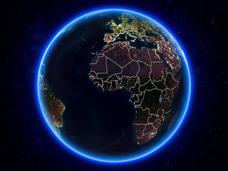 Ghana on Earth from space at night