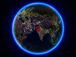 Fototapeta na wymiar Pakistan on Earth from space at night