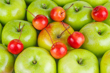 Big green and small red crab apples