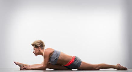 sports young woman doing warm-up