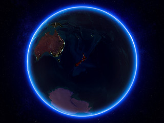 New Zealand on Earth from space at night