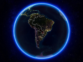 Paraguay on Earth from space at night