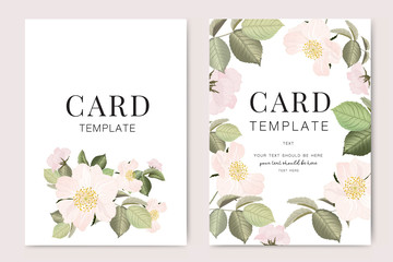 Wedding Invitation, floral invite thank you, rsvp modern card Design in white rose with red berry and leaf greenery  branches decorative Vector elegant rustic template