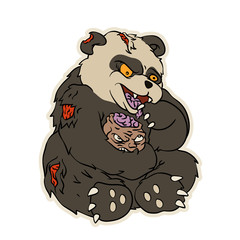 Zombie panda cartoon illustration