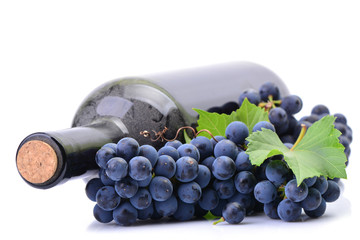 A bottle of wine on a white background