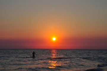 Fototapeta premium Beautiful sunset on the sea
