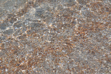 Tide waves on the beach with shells and sand