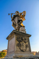 View on the Angel statue by Bernini in Rome, Italy on a sunny day.