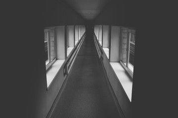 Long corridor, black and white