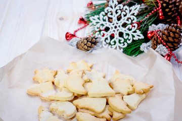 Delicious and aromatic festive cookies on the table