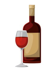 wine cup and bottle icon vector illustration design