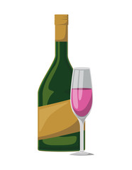 wine cup and bottle icon vector illustration design