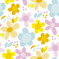Naive pastel color simple flowers seamless pattern