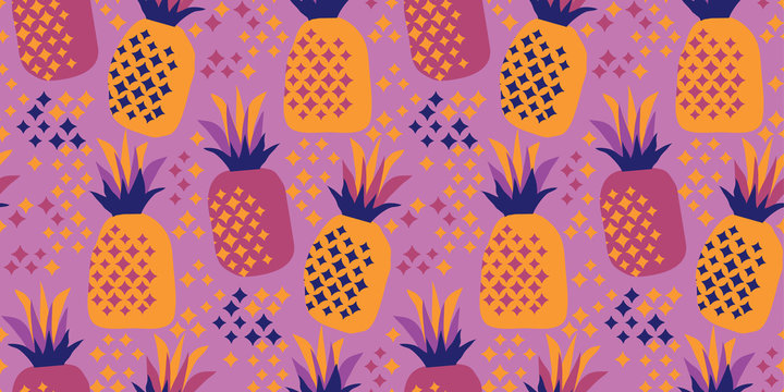 Cool party night colors pineapple seamless pattern