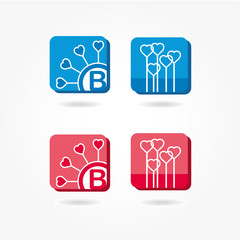 Icons for mobile app. Logo for dating site. Icons with hearts.