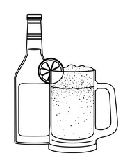 jar beer with bottle drink icon vector illustration design