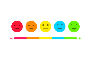 User feedback emoticons infographics set. Customer survey testimonials smiley illustration.