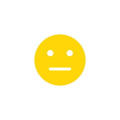 Neutral emoji anthropomorphic face. Yellow smile isolated on a white background.