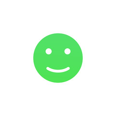 Satisfied emoji anthropomorphic face. Green smiley isolated on a white background