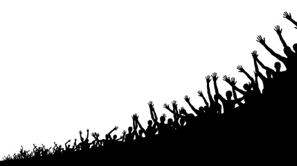 Black and white silhouettes of jumping happy and joyful people. Vector Illustration