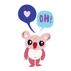 Cute little koala with two speech bubble