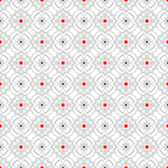 Simple vector seamless pattern from black red rectangles.