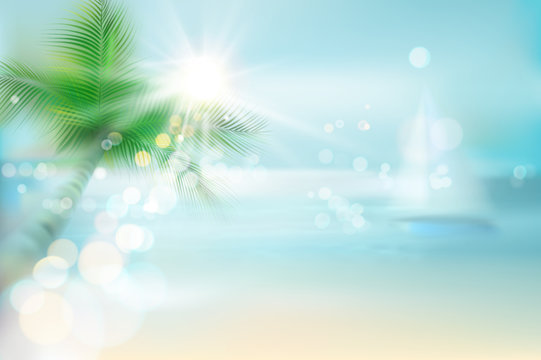 Abstract view of a tropical beach. Vector Illustration. 