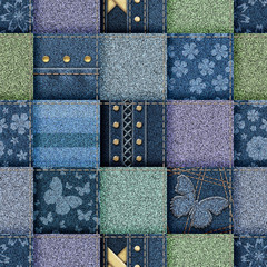 seamless jeans patchwork background