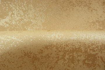 gold brocade fabric close-up natural linens creases padding oriental luxury shiny threads vintage...
