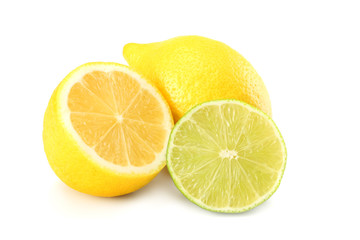 Fototapeta na wymiar healthy food. lemon with slices isolated on white background