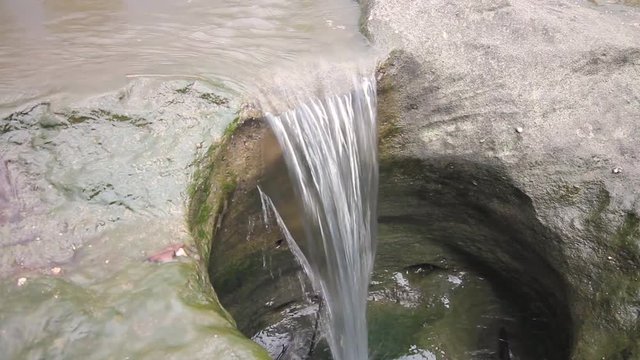 bok luk waterfall in Ubon Ratchathani  Thailand , A small waterfall flows through rocks in the forest