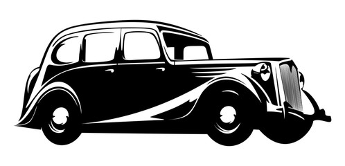 old vintage car isolated on white background