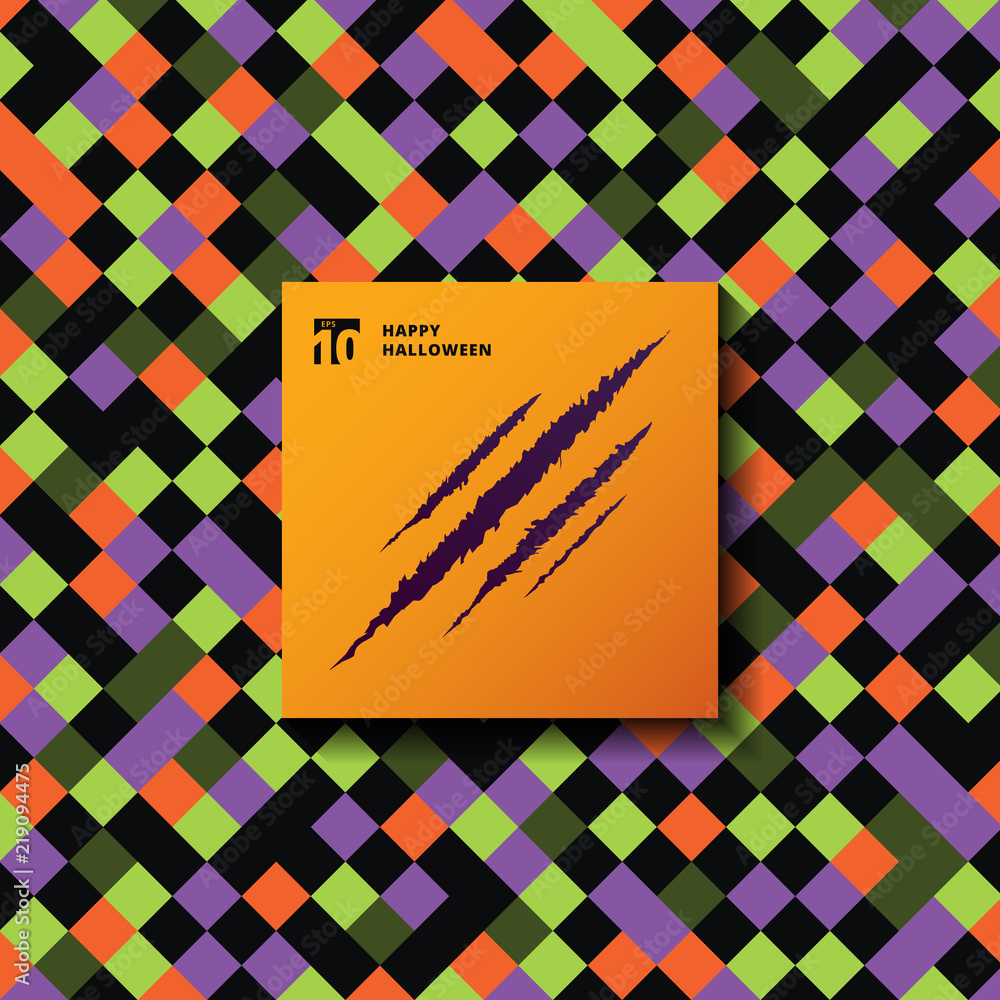 Poster halloween geometric square patterns background and texture.