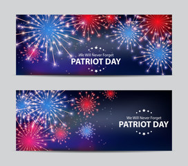 Patriot Day Background. September 11 Poster. We will never forget. Vector Illustration