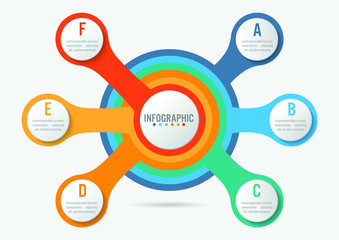 Business infographic template with 6 options circular shape, Abstract elements diagram or processes and business flat icon, Vector business template for presentation.Creative concept for infographic.
