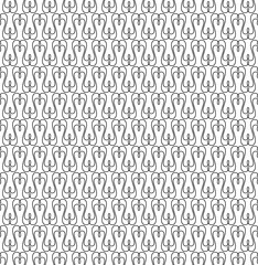 Abstract seamless linear hand draw pattern with motifs of hearts. Simple black and white texture. Vector
