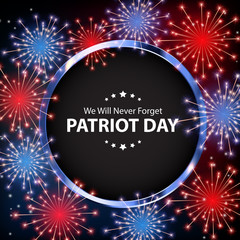 Patriot Day Background. September 11 Poster. We will never forget. Vector Illustration