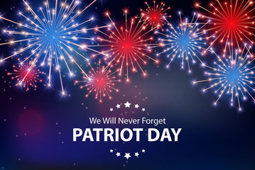 Patriot Day Background. September 11 Poster. We will never forget. Vector Illustration