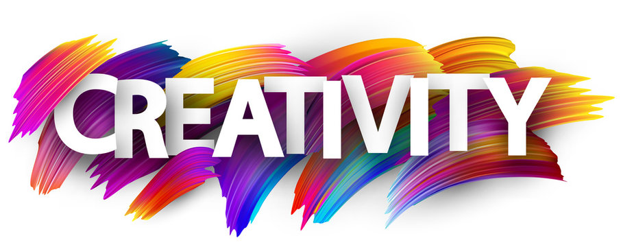 Creativity sign with colorful brush strokes.