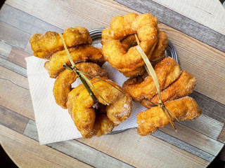 Traditional fresh baked arabic donuts in Morocco