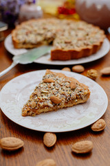 Victorian pie with nuts and seeds. Autumn mood.