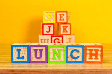 Wooden alphabet blocks with letters