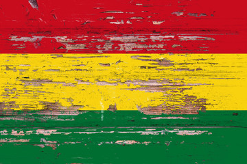 National flag of Bolivia  on a dull wooden background