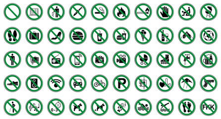 50 Verbots- & Warnschilder (Gr&uuml;n)