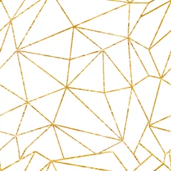 Raamstickers Goud geometrisch abstract Gouden geometrische textuurachtergrond, Vectorillustratie naadloos patroon