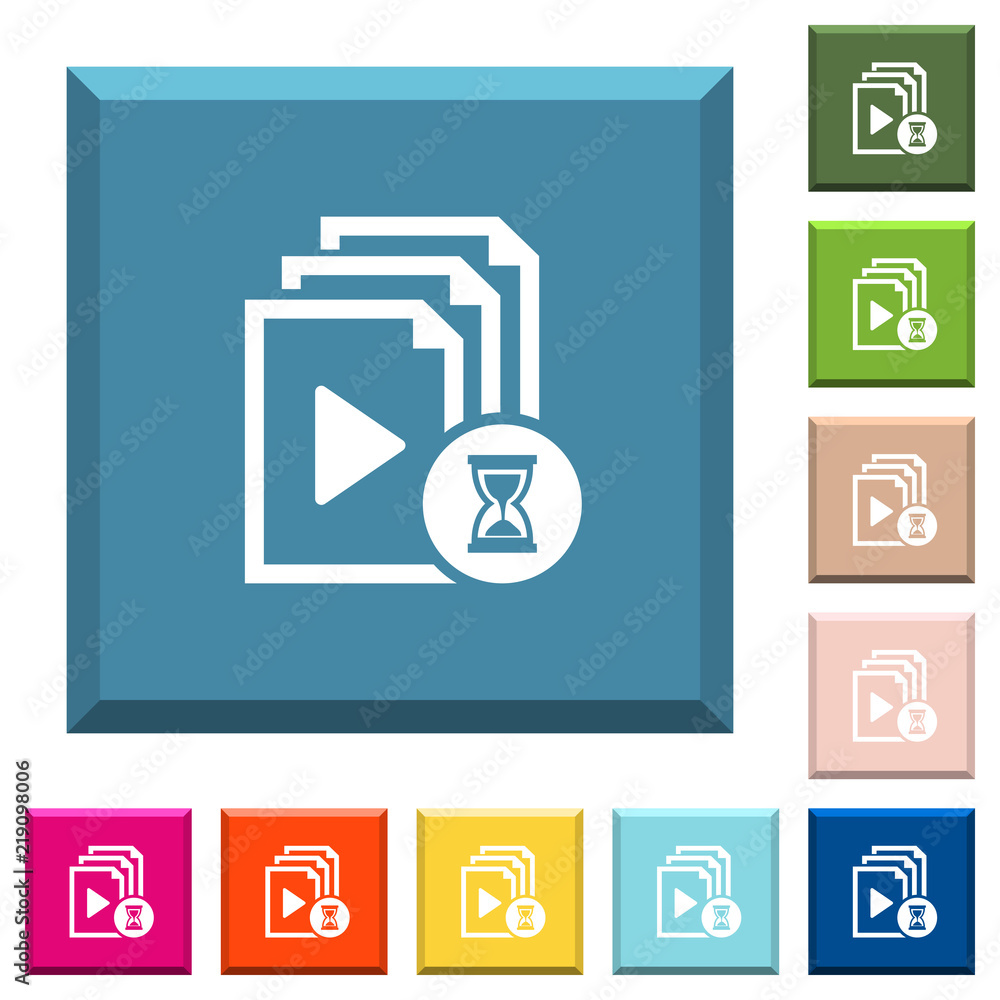 Poster preparing playlist white icons on edged square buttons
