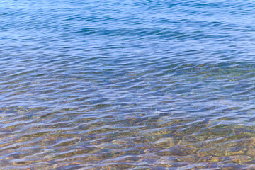 Blue clear water. Sea, lake, sun, beach, vacation Background for inserting images and text....