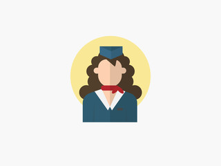 flight attendant cartoon avatar flat design icon